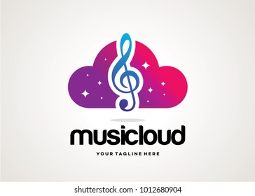 Music Cloud Logo Template Design Vector, Design Concept, Creative Symbol
