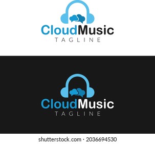 Music cloud modern vector logo design, minimalist cloud music icon vector for download, vector icon.
