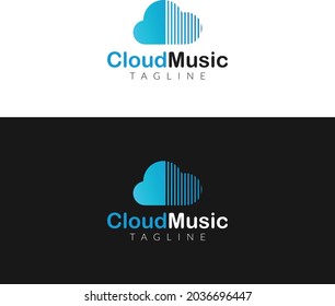 Diseño de logotipo vectorial moderno en nube musical, vector de ícono de música en nube minimalista para descarga, icono vectorial.
