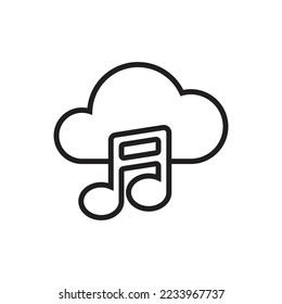 Music Cloud Outline Icon Vector Illustration