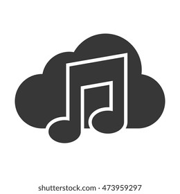 music cloud technology and electronic media files vector illustration