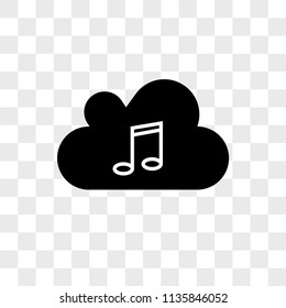 Music cloud vector icon on transparent background, Music cloud icon