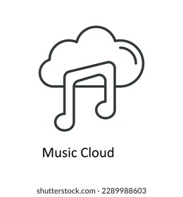 Vector de nube de música    iconos de esquema. Material gráfico simple