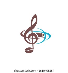 Music coffe Logo Template Design Vector,Creative logo design and Unique symbol 