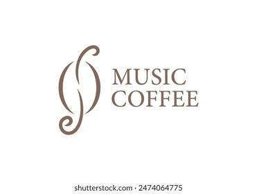 music and coffee beans logo. abstract linear style vector design concept