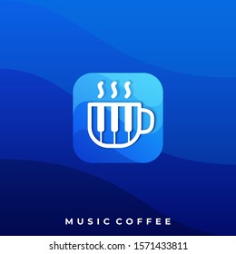 Music Coffee Icon Application Illustration Vector Template. Suitable for Creative Industry, Multimedia, entertainment, Educations, Shop, and any related business