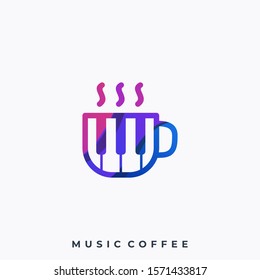 Music Coffee Illustration Vector Template. Suitable for Creative Industry, Multimedia, entertainment, Educations, Shop, and any related business