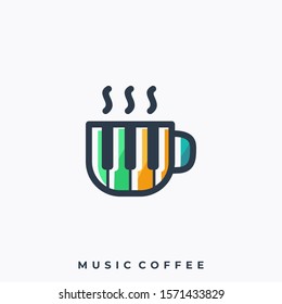Music Coffee Illustration Vector Template. Suitable for Creative Industry, Multimedia, entertainment, Educations, Shop, and any related business