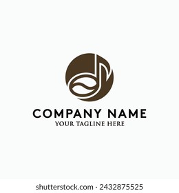 Music coffee logo design vector