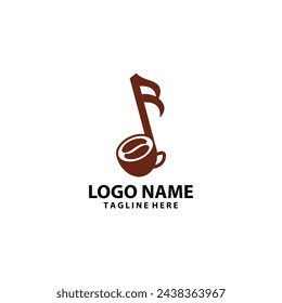 music coffee logo design vector