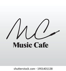 Music and Coffee logotype. Vector template logo design. Business concept icon