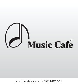 Music and Coffee logotype. Vector template logo design. Business concept icon
