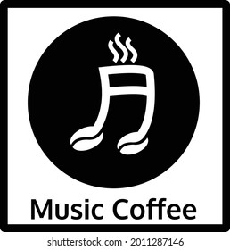 Music Coffee, este logotipo representa una cafetería donde la gente toma café con instalaciones musicales completas