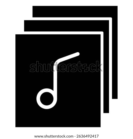 music collection icon Flat outline fill black and white