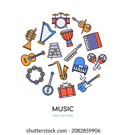 Music collection - vector flat design style banner