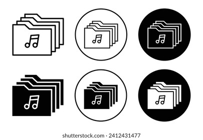 music collection vector icon set collection. music collection Outline flat Icon.