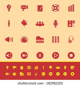 Music color icons on yellow background, stock vector