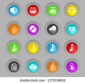 music colored plastic round buttons vector icons for web and user interface design