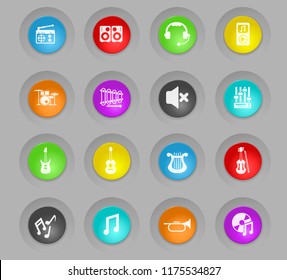 music colored plastic round buttons vector icons for web and user interface design