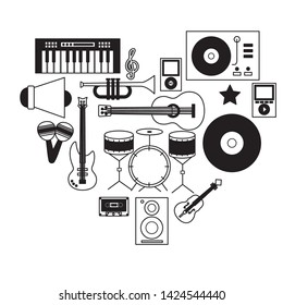 music colorful background instruments devices icons vector illustration