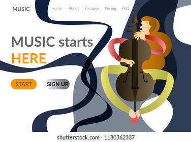 Music colorful banner, site template in vector 