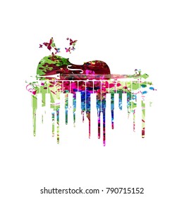 Music colorful design with contrabass. Music instrument vector illustration. Contrabass instrument background