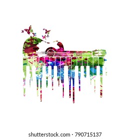 Music colorful design with guitar. Music instrument vector illustration. Guitar instrument background