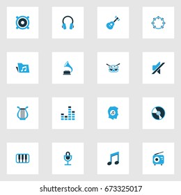Music Colorful Icons Set. Collection Of Music Lover, Piano, Mixer And Other Elements. Also Includes Symbols Such As Microphone, Note, Meloman.