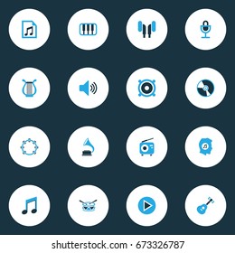Music Colorful Icons Set. Collection Of Drum, Speaker, Volume And Other Elements. Also Includes Symbols Such As Harp, Mike, Cd.