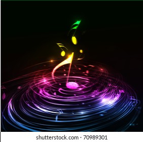 Music colorful music note theme - rainbow swirl  wave line background.