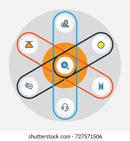 Music Colorful Outline Icons Set. Collection Of Stop, Composer, Headset And Other Elements. Also Includes Symbols Such As Stop, Pause, Magnifier.