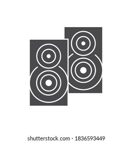 Music column audio speakers glyph black icon. Stereo music sound system cinema column. Party element. Sign for web page, mobile app, banner, social media. Pictogram UI UXI user interface.