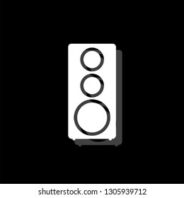 Music column. White flat simple icon with shadow