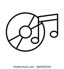 music compact disk sound party, line icon style vector illustration