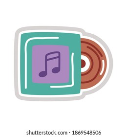 music compact disk sticker flat style icon vector illustration design