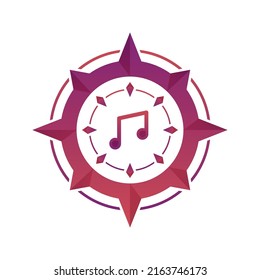 music compass logo gradient design template icon