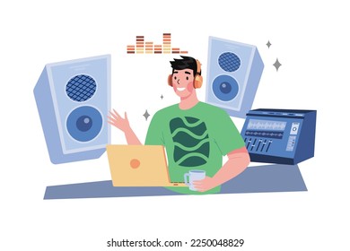 Music Composer Creating And Recording Music In The Workplace