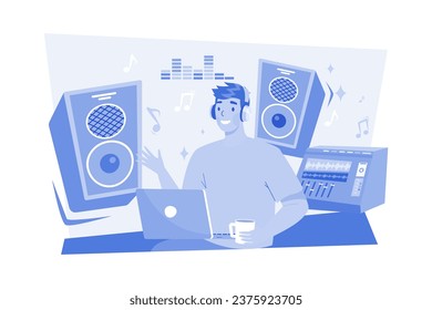 Music Composer Creating And Recording Music In The Workplace
