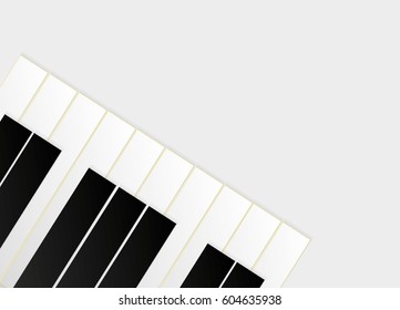 Music concept with black and white piano keys on White background.