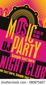 Music concept DJ party poster template and Audio speaker on fire