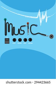 Music concept with Electronic Sound System Elements. Editable Clip Art.
