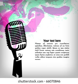 Music concept grunge background, microphone