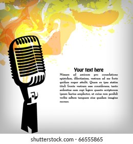 Music concept grunge background, microphone