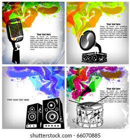 Music concept grunge background set