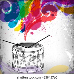 Music concept grunge background, vintage drum