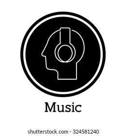 Music concept with human head design, vector illustration eps 10