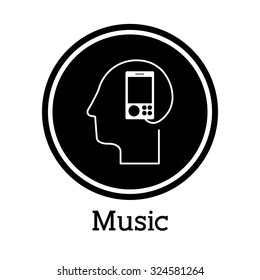 Music concept with human head design, vector illustration eps 10