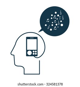 Music concept with human head design, vector illustration eps 10