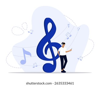 Music concept illustration. Suitable for landing page, ui, web, App intro card, editorial, flyer, and banner.