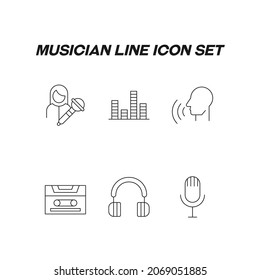 Music Concept Singer Line Icon Set Stock Vector (Royalty Free ...